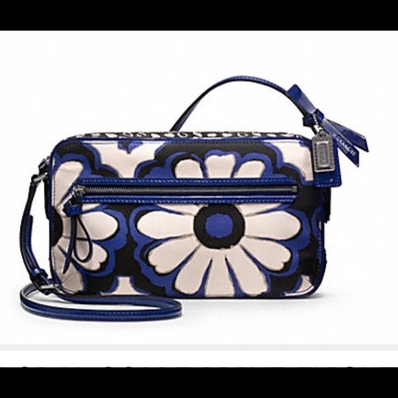 Coach poppy blue Floral Flight bag purse euc - Picture 6 of 8